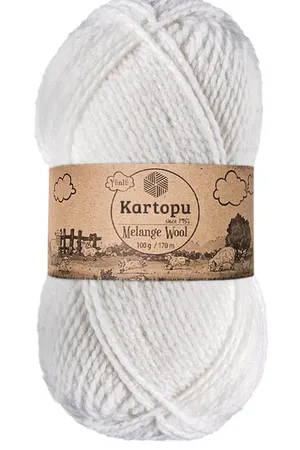 Kartopu Melange Wool K010 Beyaz el örgü ipi